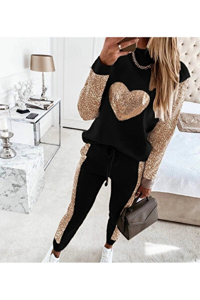 HAZEGO Women's Long Sleeve Half Turtleneck Sequin Sequin Detail Two Thread Do...