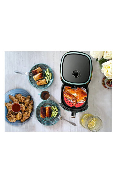 OEM Set 2 covorase pentru friteuza cu aer, diametru 20 cm, 8 inchi, silicon, rosu, portocaliu