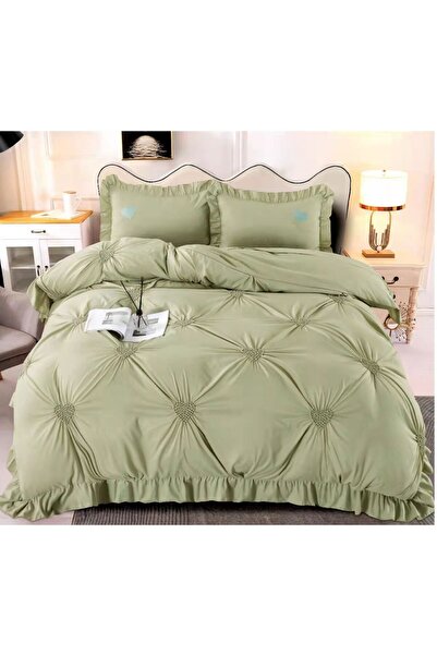 ANATOLIATEKSTILE Elegant Bed Linen Set with Capitonné Pattern, Romantic Desig...