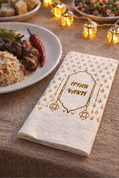 Keyfi Sepet Ramazan Temalı İftar Vakti Baskılı Peçete – Altın Yaldız Desenli ...