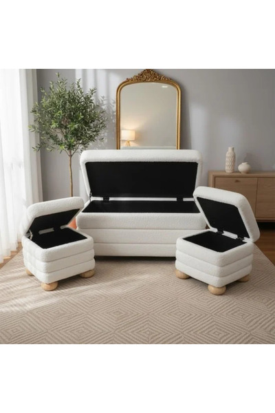 Generic Boucle seat set, 1 seat, rectangular box and 2 square seats