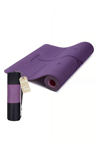 Taimi Alignment Lined Anti-Tear, Anti-Slip Yoga Mat with Carrying Bag, Purple...