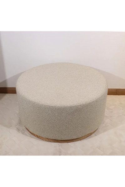 Generic Round padded seat with wooden base - modern design, size 80 x 40 cm