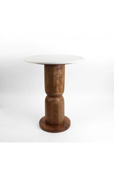 Generic Round side table with marble top and wooden base
