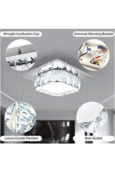 OEM Glamour Crystal Chrome square ceiling lamp, crystal ceiling lamp, 20 cm