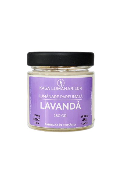kasa Lumanarilor Scented Soy Wax Candle, Lavender, Handmade, 180 gr