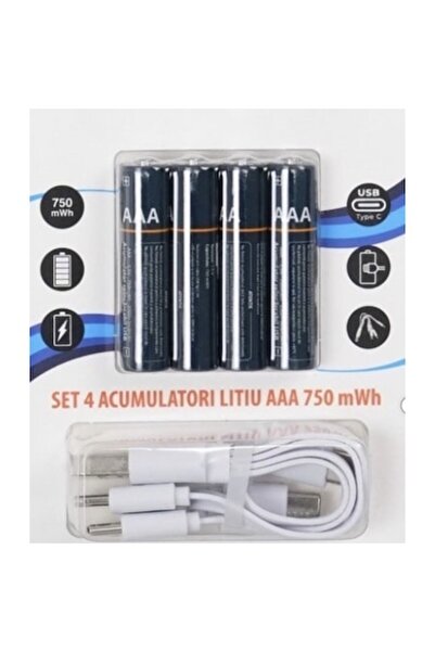 OEM AAA Rechargeable Battery, 500mAh, 4 Batteries, USB-C Charging, 1.5V, R3