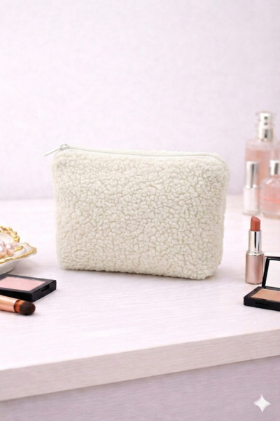 Paris Home Teddy Fabric Makeup Bag – Zippered, Bellows-Style Cosmetic Care Or...