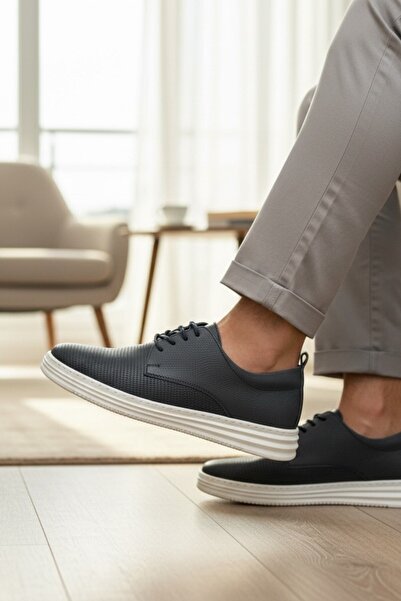 enoch حذاء إينوخ هاكايكي الرياضي للرجال ذو نعل أبيض من الجلد المحبوك ذو الملم...