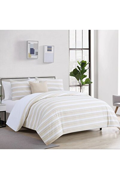 Orange Bed & Bath Stripe Beige | 5-Piece Double Duvet Set