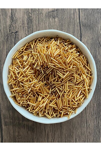 312 KONSEPT A Kalite 40 Gram Altın Rengi Kesme Cam Boru Boncuk