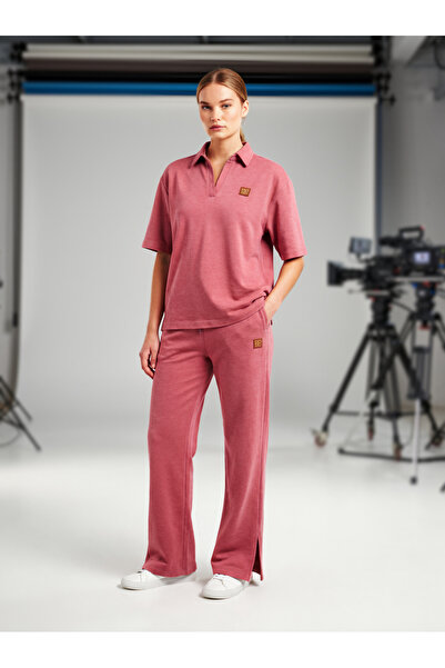STYLENEST Women's Premium Polo Collar Suit Relaxed Fit Elastic Waist Pants