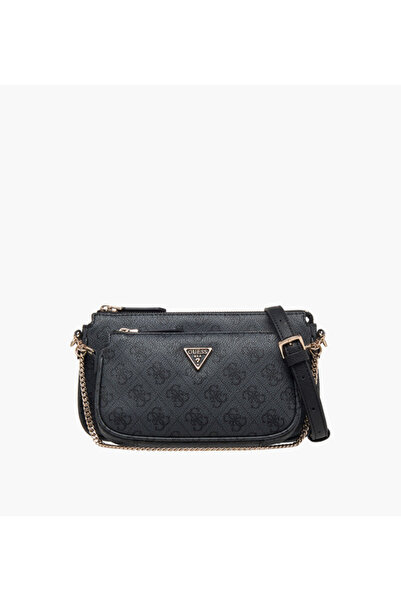 Guess حقيبة كروسبودي مطبوع مزدوجة من نويل II مع سحاب إغلاق