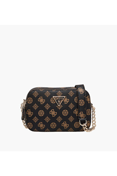 Guess NOELLE CAMERA Monogram Print Crossbody Bag with Adjustable Strap