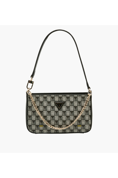 Guess حقيبة كتف صغيرة مطبوع من جي ويف 2 مزينة بسلسلة