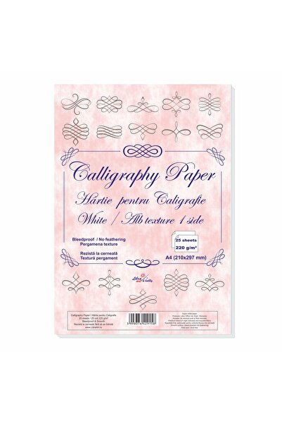 Libra Set of 25 sheets of calligraphy paper – white, parchment texture, 220 g/m²