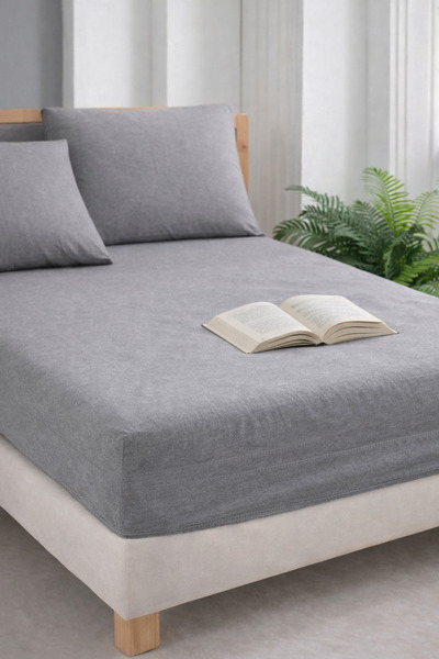 Asilex Home Collection Σετ ελαστικών σεντονιών ανθρακί, με μαξιλάρια, από ύφα...