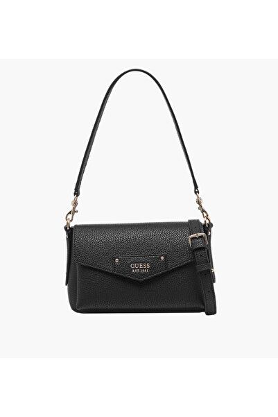 Guess حقيبة كتف إيكو برينتون ذات ملمس مميز مع حزام قابل للفصل