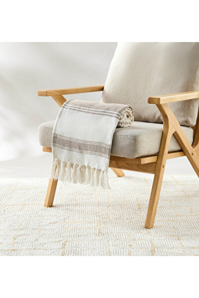 Lifestyle بطانية قطنية مخططة - 150 × 125 سم