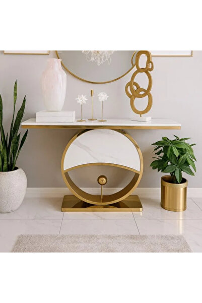 Generic Console table with gold steel marble top, 140 cm