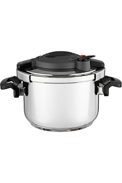 Generic Korkmaz Stainless Steel Pressure Cooker, 5 Liters - Silver Black