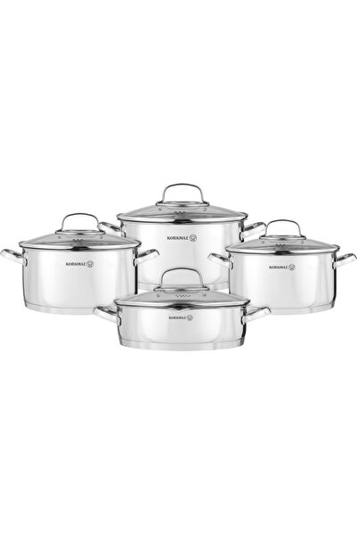 Generic Korkmaz Estema Stainless Steel Cookware Set, 8 Pieces - Silver