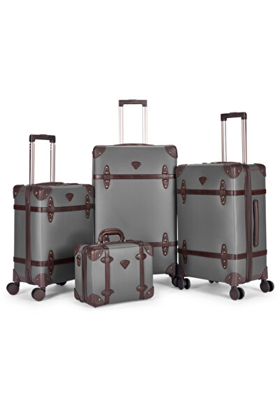 LİMRA Lemra Classic Leather Travel Bag Set, Sizes 28-24-20-14 inches, Color