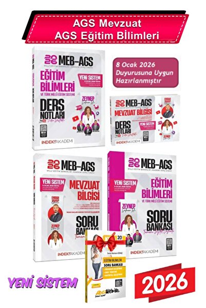İndeks Akademi 2026 Yeni Sistem Meb AGS Eğitim Bilimleri Ders Notları+Yeni Si...