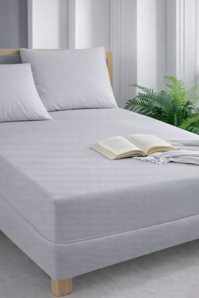 Asilex Home Collection Γκρι ελαστικό σετ σεντονιών με μαξιλάρια από ύφασμα Ak...