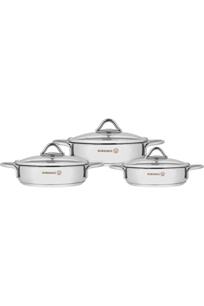 Generic Korkmaz Tombek Piccata Stainless Steel Cookware Set, 6 Pieces, Glass ...