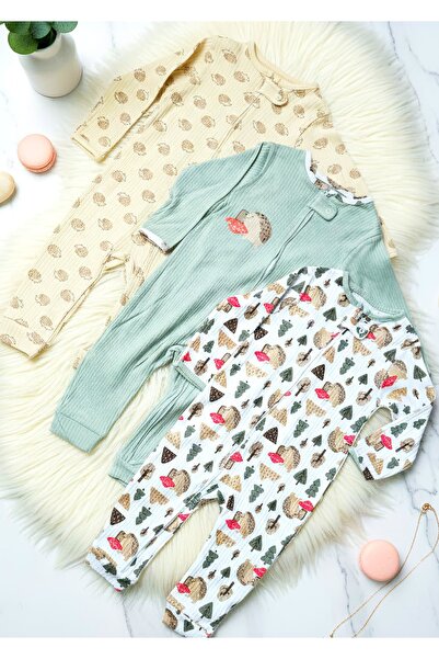 Nexvora Fermuarlı Kirpi Desenli Erkek Bebek Tulumu %100 Pamuk | 9 Ay – 12 Ay ...