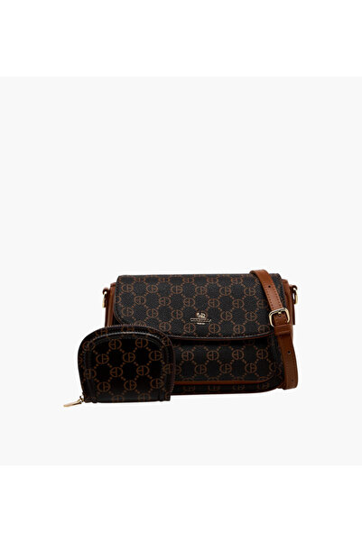 Chrisbella Monogram Print Crossbody Bag with Wallet