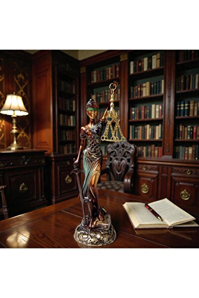 Kuzey Tacı Adalet Heykeli (Themis) Dekoratif Biblo – Terazili & Kılıçlı Hukuk...