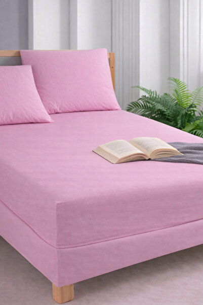 Asilex Home Collection Ροζ ελαστικό σετ σεντονιών με μαξιλάρια από ύφασμα Akf...