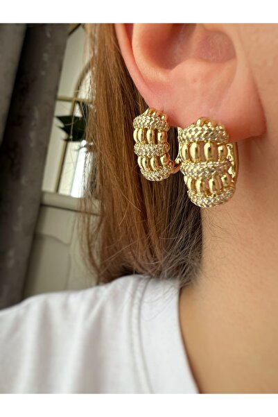 ToffyStore Vip Design Knitted Detail Hoop Earrings