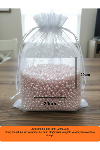 Hızlı Çeyiz Büyük Boy Organze Şeffaf Tül Kese, 4 Adet (20X29 CM) Yazma,dügün ...
