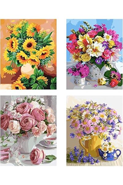 OEM Set 4 kituri de pictura dupa numere in ulei DIY – Floare 40x50cm