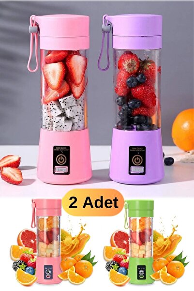 2 Adet Smoothie & Meyve Suyu Ice Coffee Milkshake Yapan Mixer 380 Ml Detox Mixer Taşınabilir Shaker