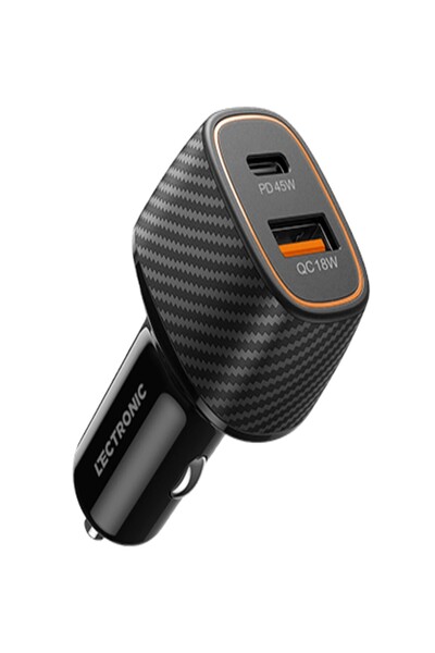 LeCtronic شاحن سيارة بمنفذين USB & PD بقوة 63 واط + ;كابل C-C مجاني 1م
