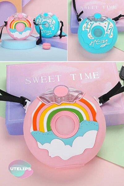 Munico Kawaii Donut Tasarımlı Çocuk Termos Bardak Sevimli Taşınabilir Okul Su...