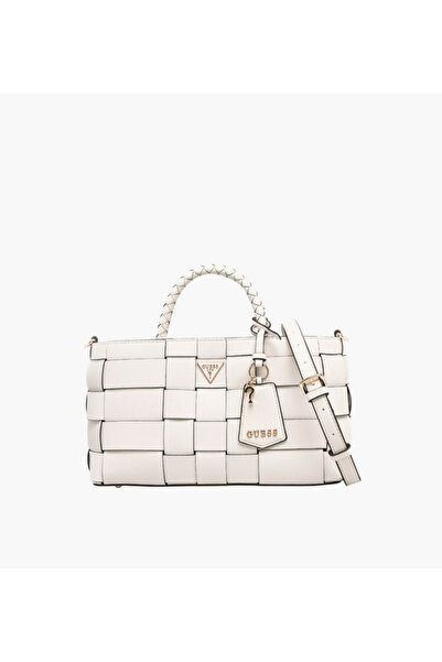 Guess Maylee Girlfriend Weave Textured Tote Bag with Detachable Strap