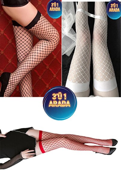 HYL 3-in-1 Over-The-Knee Mesh Socks Durable Flexible Black Red White Colors