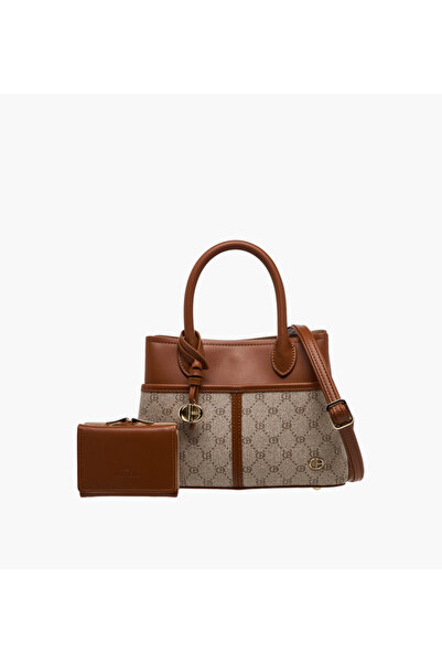 Chrisbella Monogram Print Tote Bag with Wallet