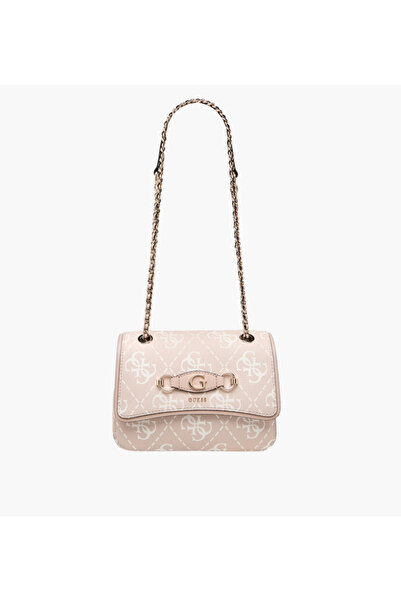 Guess حقيبة كتف قابلة للتحويل من إيزي، بنقشة مونوجرام وحزام سلسلة