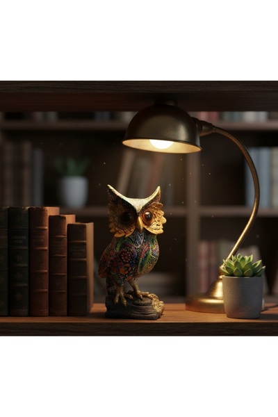 Kuzey Tacı Dekoratif Baykuş Biblosu – El Boyaması Renkli Desenli Gold Detaylı...