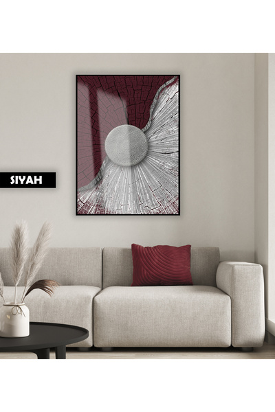 Harika bir ev HARİKABİREV|BORDO-GRİ SOYUT MODERN MODEL |ÇERÇEVELİ TEMPERLİ CA...