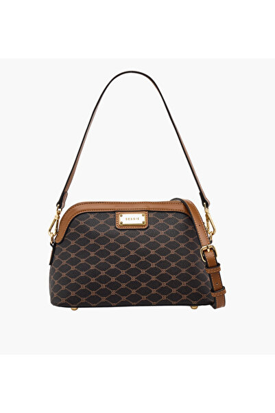 Bessie London Monogram Print Crossbody Bag with Adjustable Strap