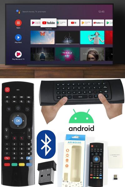 Munico Android Akıllı Tvler Için Kablosuz Uzaktan Kumanda Smart Tv Box Pc Şar...