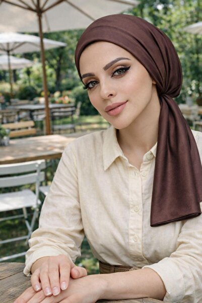 Aişe tesettür Kahverengi Eşarp Bone