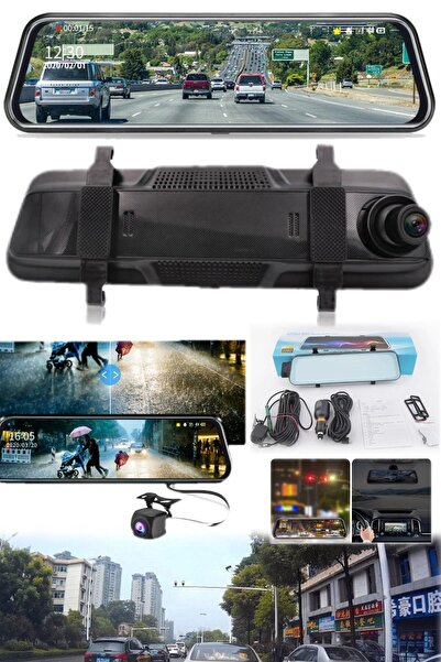 Munico Büyük Boy 9.66 Inç Dikiz Aynası Dokumatik Ön Arka Araç Kamerası 1080p ...